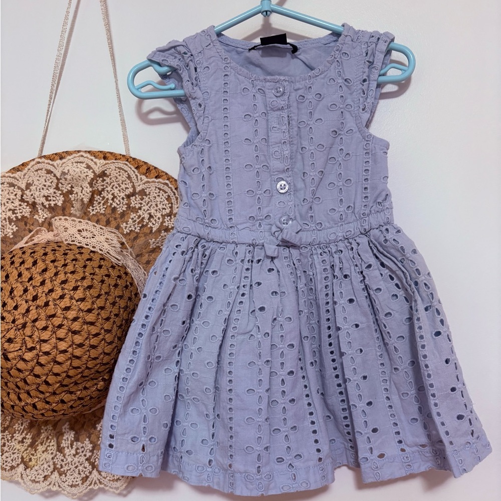Calvin Klein Kids Eyelet Dress in Soft Blue